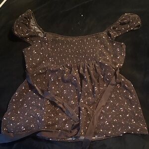 Hollister Dark Brown Floral Top